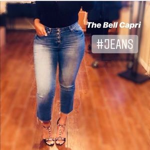 Designer Bell Capri Cropped Denim Jeans